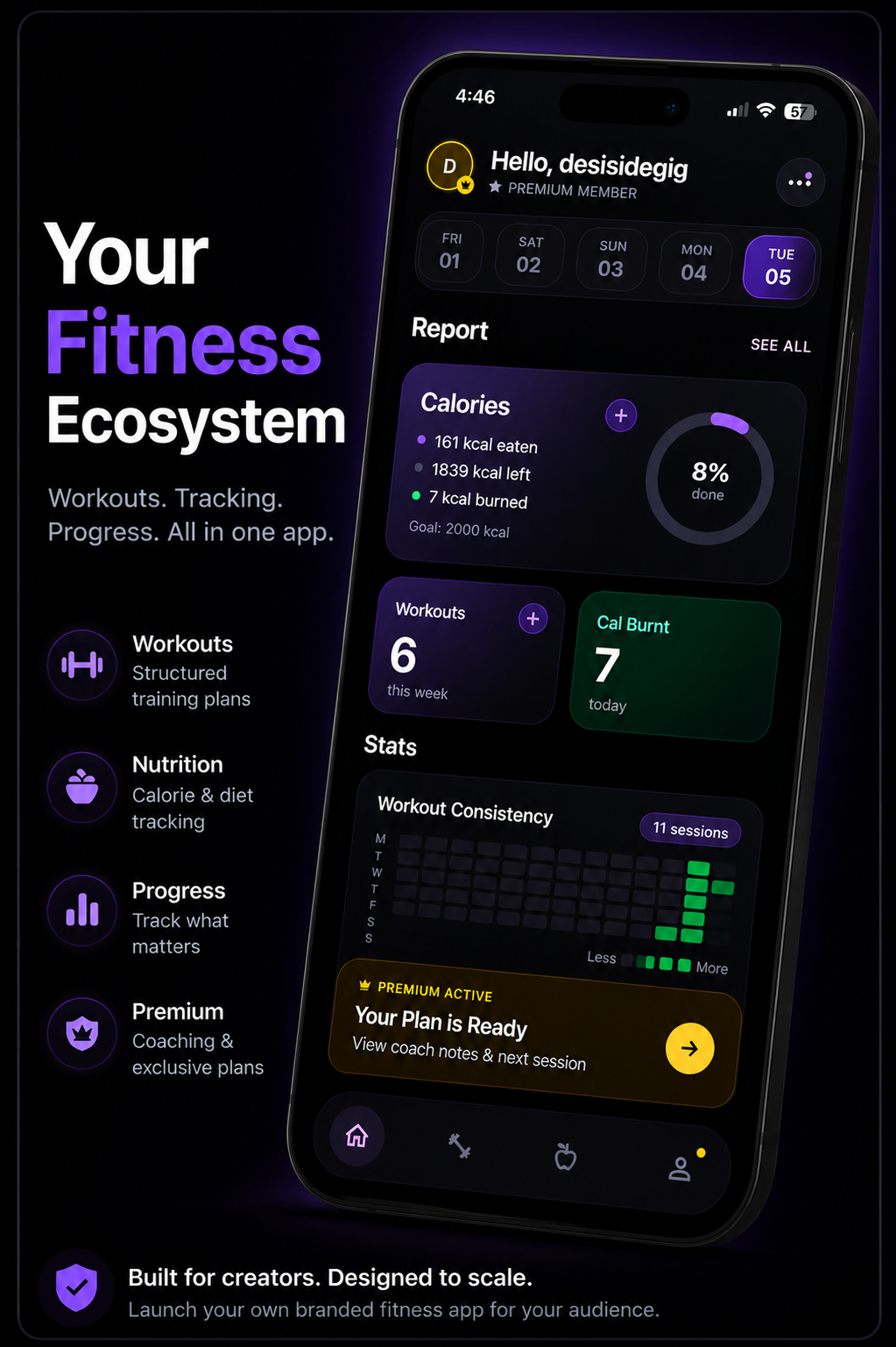 Fitness app interface